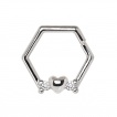 Anneau h�xagonal � coeur et strass
