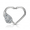 Anneau tordable daith en coeur � aile d'ange sertie
