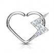Anneau tordable daith en coeur à éclair serti