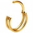 Double anneau Titane dor� � charni�re clicker (l�vre, nez, oreille...)