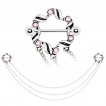 Double piercing téton style bouclier à triple chaine