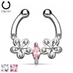 Faux piercing septum à fleurs et pierre taillée en marquise