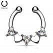 Faux piercing septum arc de coeurs avec strass