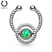 Faux piercing septum argenté style cordage avec opale synthétique