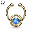 Faux piercing septum dor� style cordage avec opale synth�tique