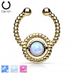Faux piercing septum dor� style cordage avec opale synth�tique
