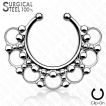 Faux piercing septum en acier � anneaux perl�s