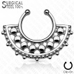 Faux piercing septum en acier � large �ventail perl�