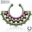 Faux piercing septum en acier � large �ventail perl�