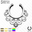 Faux piercing septum en acier à spirales style floral