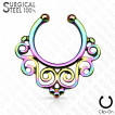 Faux piercing septum en acier à spirales style floral
