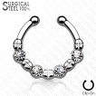 Faux piercing septum en acier � strass et rainures en �toiles