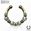 Faux piercing septum en acier � strass et rainures en �toiles