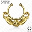 Faux piercing septum en acier d�cor� d'une rose avec ses feuilles