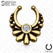 Faux piercing septum en acier style floral