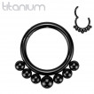 Anneau segment en Titane noir � billes asym�triques