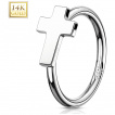 Piercing anneau oreille / nez en or blanc 14 carats avec croix chrétienne