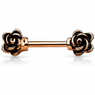 Piercing t�ton barbell avec fleurs vintages aux extr�mit�s