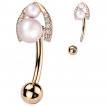 Piercing nombril cuivré à fer à cheval de perles et zirconiums