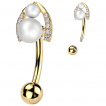 Piercing nombril dor� � fer � cheval de perles et zirconiums