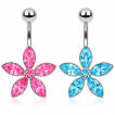 Piercing nombril fleur � 5 p�tales en marquise