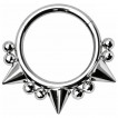 Piercing anneau clicker acier à piques et perles (septum, lobe, hélix...)