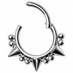 Piercing anneau clicker acier à piques et perles (septum, lobe, hélix...)