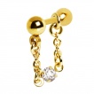 Piercing cartilage doré à chaine et strass