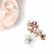 Piercing cartilage duo fleurs et papillon - Cuivr�
