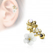 Piercing cartilage duo fleurs et papillon - Dor�