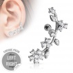 Piercing cartilage oreille à fleur de vigne en strass