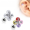 Piercing cartilage tragus helix trèfle à 4 feuilles avec strass