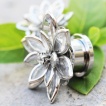 Piercing �carteur plug en acier � fleur de cristal