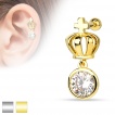 Piercing h�lix / cartilage en forme de couronne avec pierre suspendue