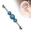 Piercing industriel à trio de fleurs vintages en laiton avec turquoises