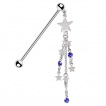 Piercing industriel � cascade d'�toiles en pendentif