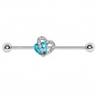 Piercing industriel � duo de coeurs multi-strass