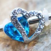 Piercing industriel � duo de coeurs multi-strass