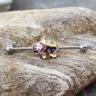 Piercing industriel � �l�phant cuivr� �maill� multicolore
