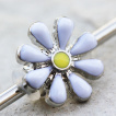 Piercing industriel � fleur marguerite emaill�e blanc et jaune