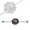 Piercing industriel fleur � pierre pourpre