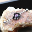 Piercing industriel fleur � pierre pourpre