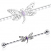Piercing industriel � libellule argent�e et violette
