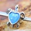 Piercing industriel � tortue avec dos en coeur d'opale