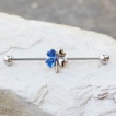 Piercing industriel tr�fle � 4 feuilles � zirconiums bleus