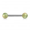 Piercing langue barbell à boules plaquées IP marbrées à aspect nacré