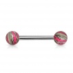 Piercing langue barbell à boules plaquées IP marbrées à aspect nacré