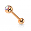 Piercing langue barbell cuivré avec strass