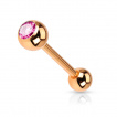 Piercing langue barbell cuivré avec strass