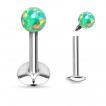 Piercing lèvre labret en acier à boule en Opale synthétique